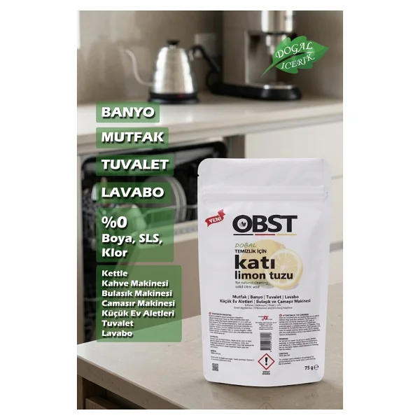 Obst Doğal Temizlik Için Katı Limon Tuzu Mutfak Banyo Tuvalet 75 Gr - Görsel 3