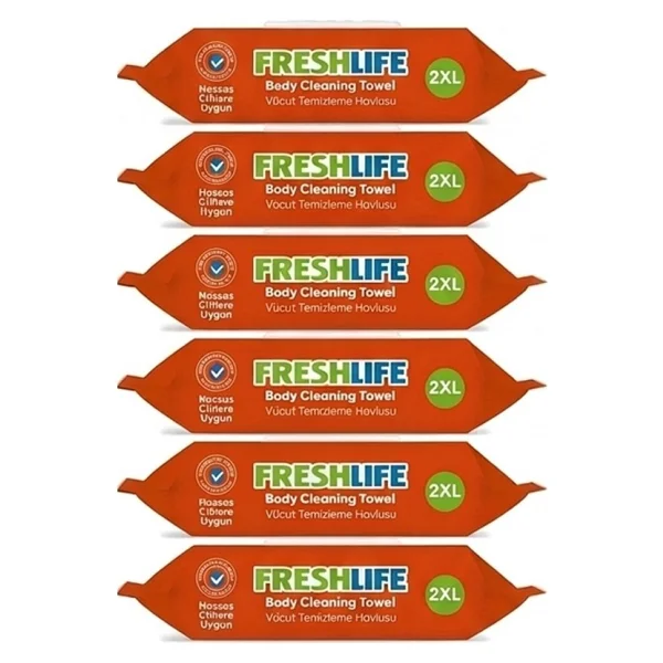 Freshlife Hasta Vücut Temizleme Islak Mendil Havlu 50 Yaprak XL 6 Li Set 2xl - Görsel 6