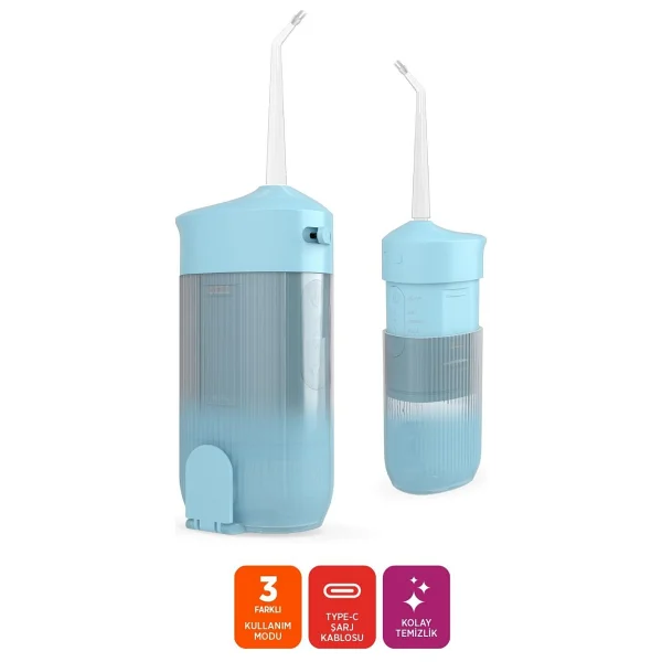 Polosmart Pbs821 Şarjlı 3 Modlu 4 Başlıklı Ağız Duşu Mavi - Görsel 2