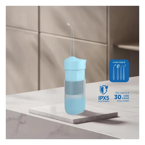 Polosmart Pbs821 Şarjlı 3 Modlu 4 Başlıklı Ağız Duşu Mavi - Görsel 3