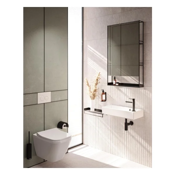 Vitra A4488836 Origin Kapaklı Mat Siyah Tuvalet Kağıtlığı - Görsel 2