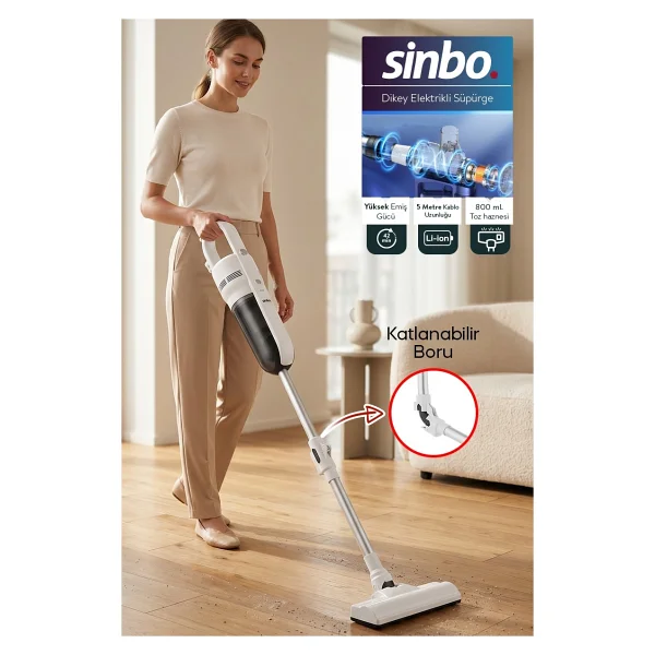 Sinbo Pratic SVC-8640 Beyaz Elektrikli Dikey Süpürge - Görsel 9