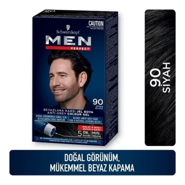 Men Perfect 90 Siyah 3 Adet Erkek Saç Boyası - Görsel 2