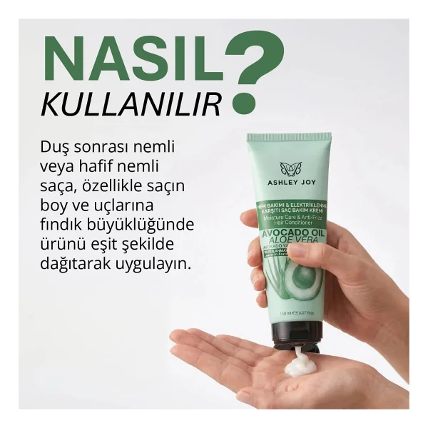 Ashley Joy Elektriklenme Karşıtı Durulanmayan Saç Bakım Kremi 150 Ml - Görsel 3