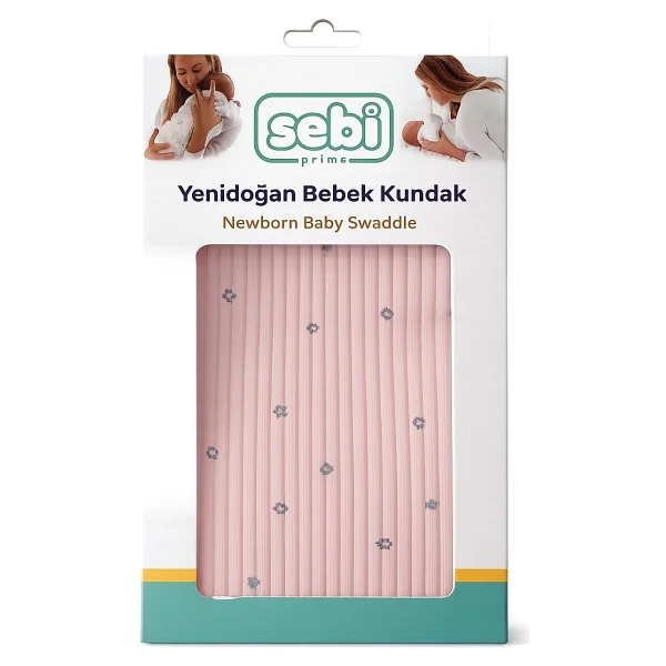 Sebi Prime Yenidoğan Bebek Kundak Battaniye Mavi/Pembe - Görsel 4