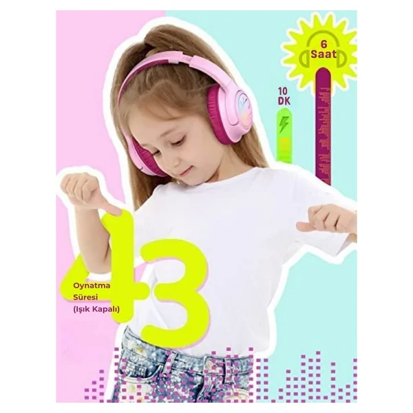 İclever Bth18 Pembe Kulak Üstü Çocuk Bluetooth Kulaklık - Görsel 4