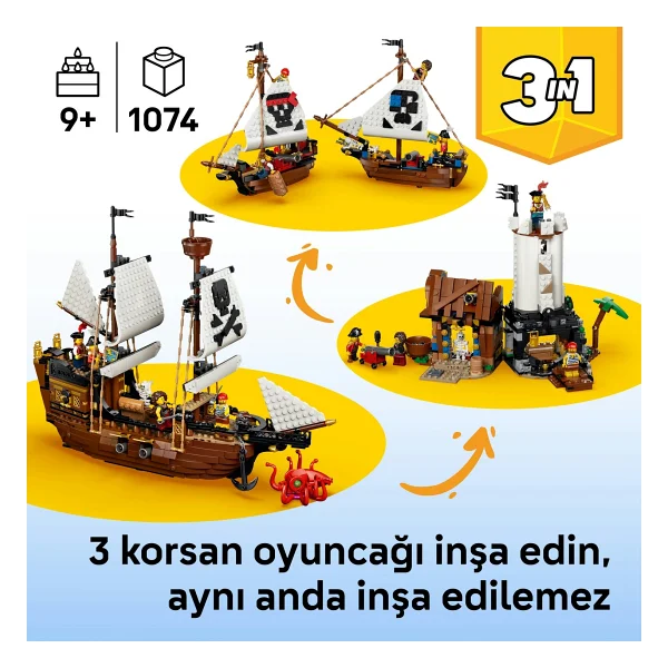 Lego 31387 Creator 3'ü 1 Arada İkonik Korsan Gemisi - Görsel 6