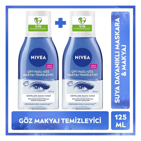 Nivea Me Make Up Expert Hassas Çift Fazlı 125 Ml 2 Adet Göz Makyaj Temizleme Suyu - Görsel 10