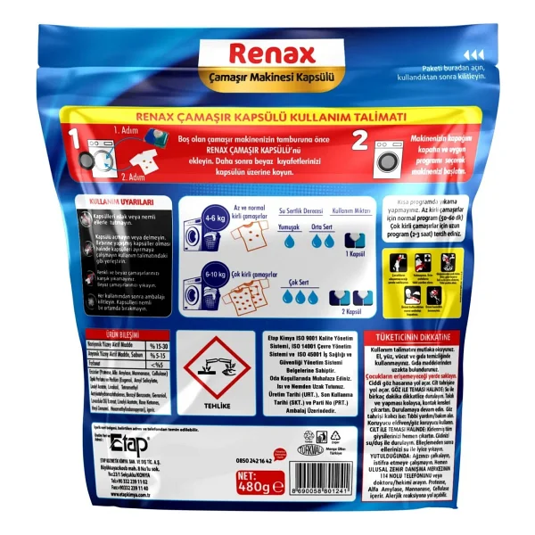 Renax Beyazlar İçin Kapsül Çamaşır Deterjanı 30'lu - Görsel 6