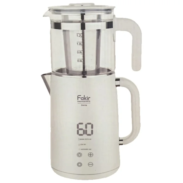 Fakir Demia Beyaz 1500 W Dijital Cam Demlikli Çay Makinesi