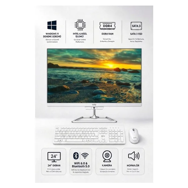 İzoly A623 I5-6400 8gb DDR4 256gb SSD 24" All In One Bilgisayar - 256 GB - Görsel 6