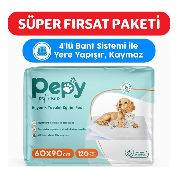 Pepy Kedi Kumu 60x90 Hijyenik Tuvalet Eğitim Pedi 30'lu 4 Paket 120 Adet - Görsel 4