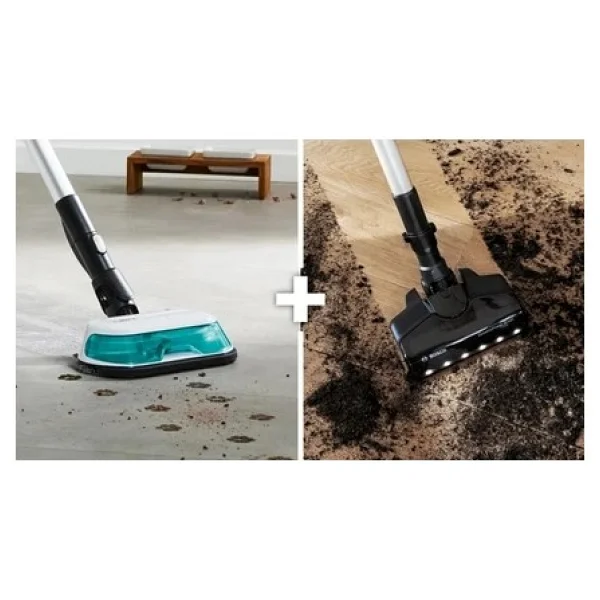 Bosch Islak Kuru 2 Sı 1 Arada 18v Çift Bataryalı Premium Aqua Şarjlı Dikey Süpürge Yüksek Performans, Şık Tasarım - Siyah - Görsel 4