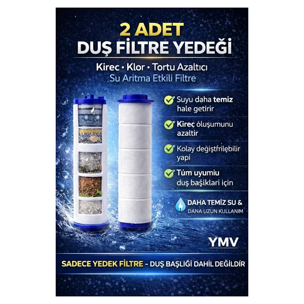 Ymv 2 Adet Kireç Pas Tortu Arındırıcı Engelleyici Filtre Duş Başlığı Yedek Arıtma Filtresi - Görsel 5