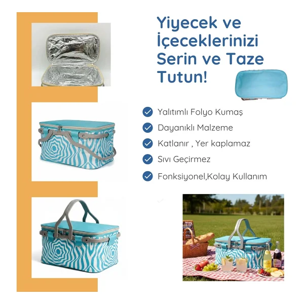 Kale Termos 20 Lt Piknik Sepeti ( 1120 Picnic Bag ) - Çok Renkli - Görsel 4