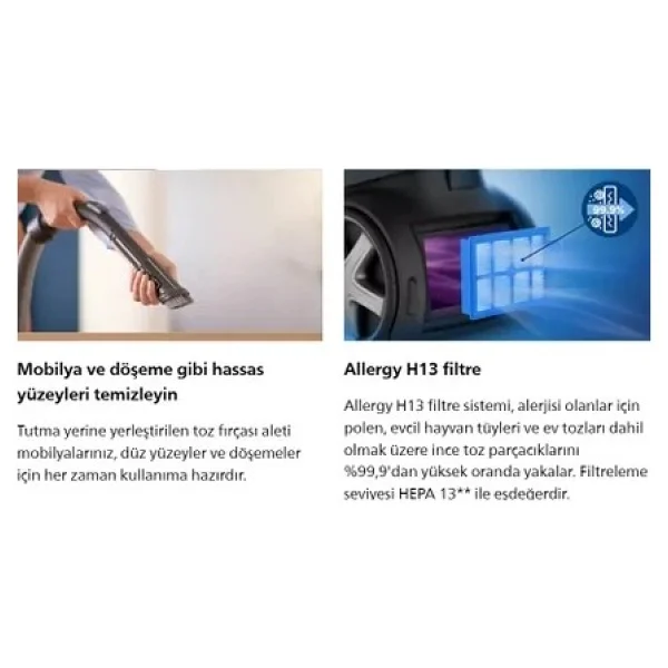 Phılıps Marathon Ultımatexb9125toz Torbasız Süpürge+ Halı Döver Turbo Başlık +Yedek Filitre Hediyeli - Antrasit - Görsel 7