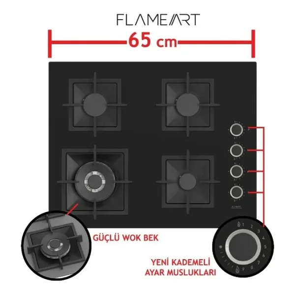 Ferre Sc405 Flameart Wok Gözlü Siyah Ankastre Ocak - Görsel 8
