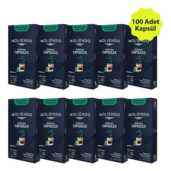 Moliendo Finest Coffee Alüminyum Kapsül Kahve No:5 Avantaj Paketi 100 Adet (Nespresso Uyumlu Alüminyum Kapsül) - Görsel 8