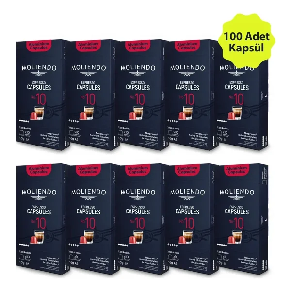 Moliendo Finest Coffee Alüminyum Kapsül Kahve No:10 Avantaj Paketi (100 Adet Nespresso Uyumlu Alüminyum Kapsül) - Görsel 6