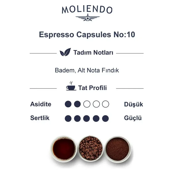 Moliendo Finest Coffee Alüminyum Kapsül Kahve No:10 Avantaj Paketi (100 Adet Nespresso Uyumlu Alüminyum Kapsül) - Görsel 3