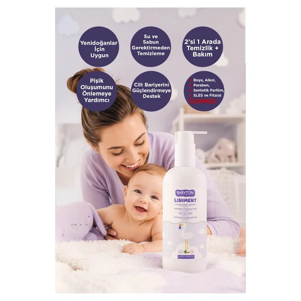Babyton Liniment Bebek Bezi Değiştirme Temizleyici Ve Pişik Önleyici 400 Ml - Görsel 2