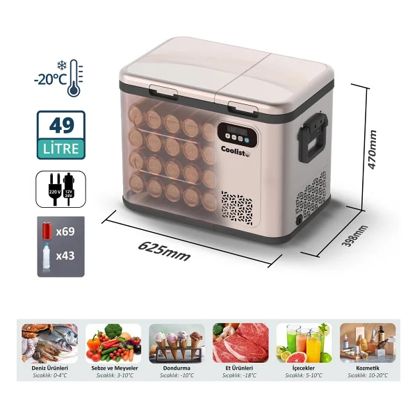 Coolist Clk50d 12-24-220 V 49 Lt Kompresörlü Araç Buzdolabı - Görsel 3