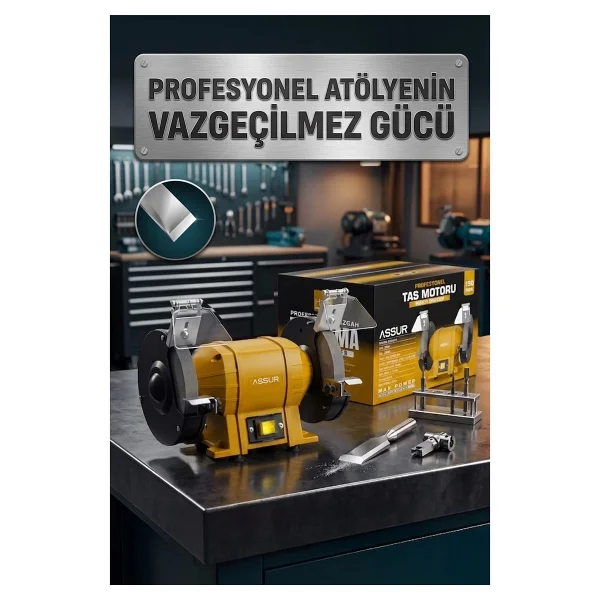 Assur 150mm Zımpara Balta Bıçak Bileme Makinesi Taş Motoru Tezgah Üstü Taşlama Makinesi - Görsel 3