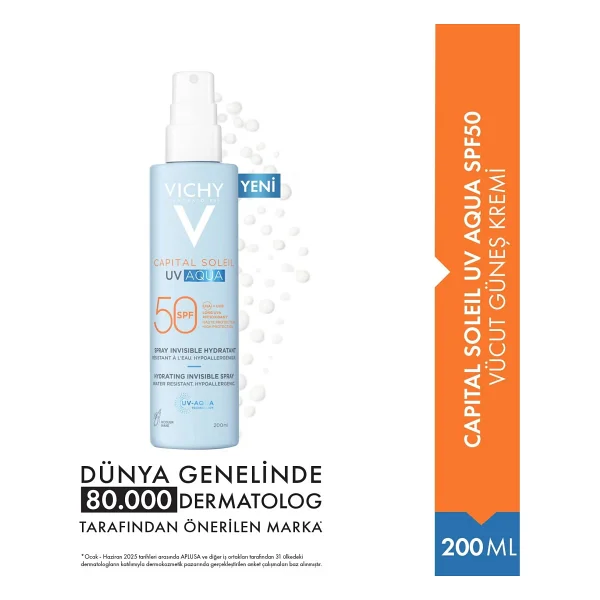 Vichy Capital Soleil Uv Aqua 200 Ml 50 Faktör Vücut Güneş Kremi - Görsel 3