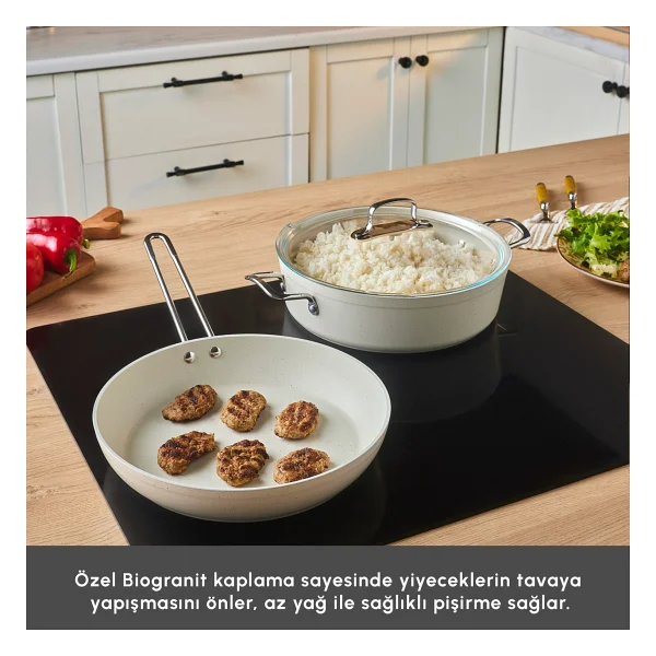 Emsan Biogranit White Stone 3 Parça Tencere Seti - Görsel 4