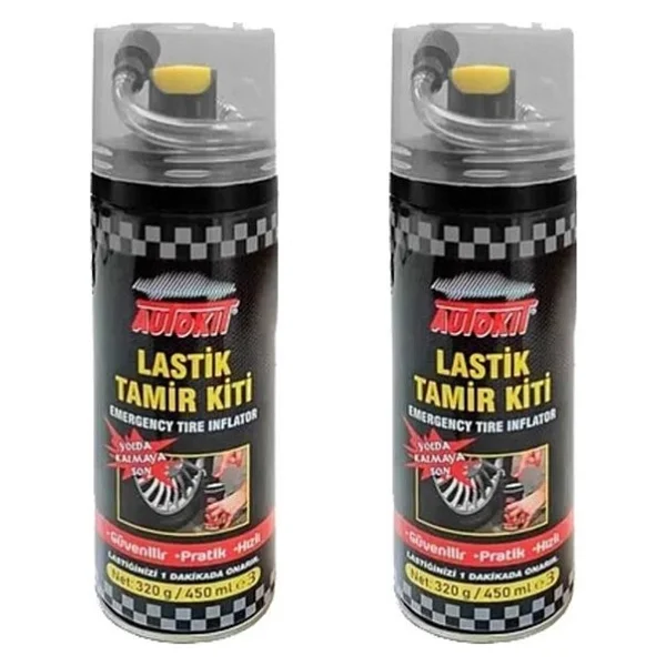 Autokit 2 Adet Lastik Tamir Köpüğü Sprey Kiti 450 Ml-Acil Lastik Şişirici - Görsel 3