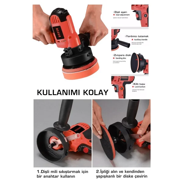 Assur 450w Elektrikli 125mm Dikey Polisaj Zımpara Makinesi - Görsel 2