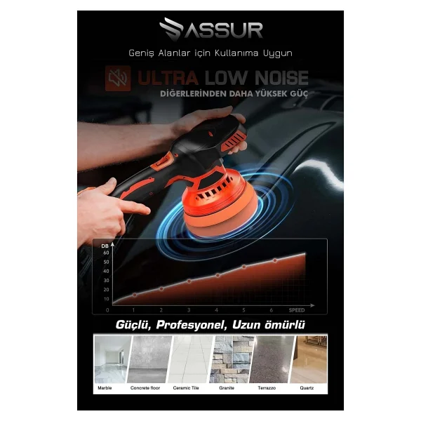Assur 12v Orbital 6 Kademli Cila Pasta Parlatma Polisaj Makinesi - Görsel 3