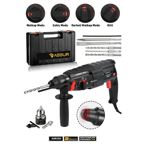 Assur Profesyonel Metal Şanzıman Kırıcı Delici Hilti Darbeli Matkap 2-28mm - Görsel 5