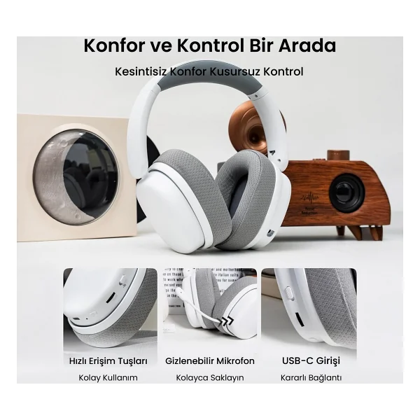 Aula G7 Pro Beyaz RGB Kablolu/Kablosuz Kulak Üstü Oyuncu Kulaklığı - Görsel 7
