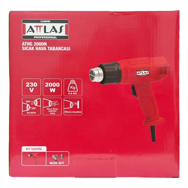 Attlas Athg 2000 N Elektrikli Sıcak Hava Tabancası 2000 W Güç İle 450 Derece Maksimum Sıcaklık - Görsel 2
