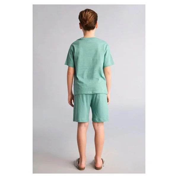 Defacto %100 Pamuk 2'li Baskılı Pijama Takım Şort Tişört Erkek Bebek G8829a826hs - Yeşil-Gn1095 - 7 - 8 Yaş - Görsel 6