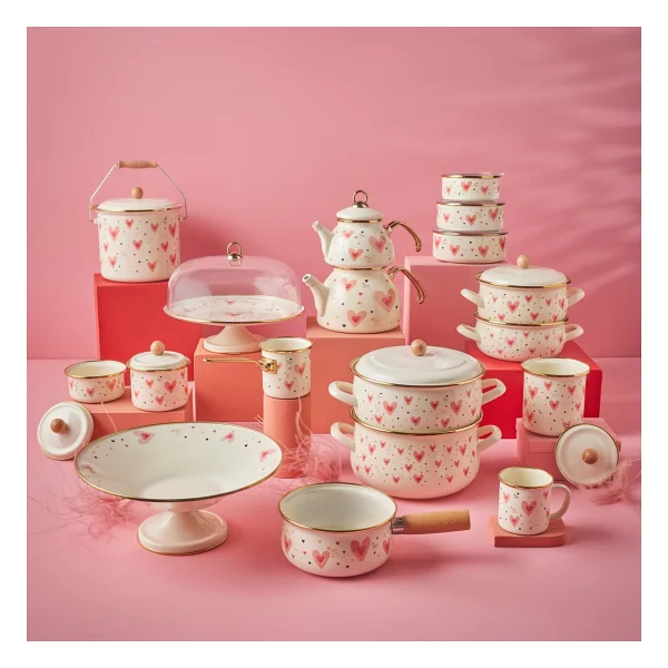 Karaca Pink Love Kalp Emaye Cezve - Görsel 6