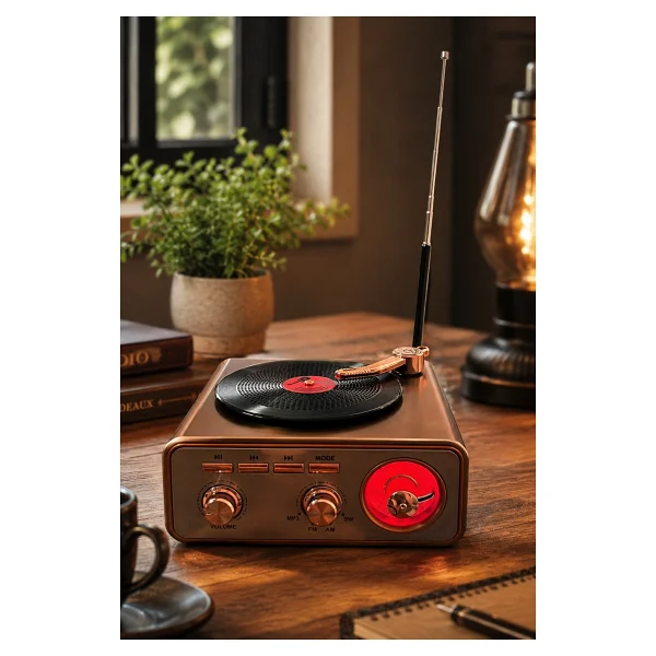 Meier Md-1217bt Kahverengi Nostaljik Görünümlü Bluetooth Hoparlör Ve 3 Bantlı Şarjlı Radyo - Görsel 5