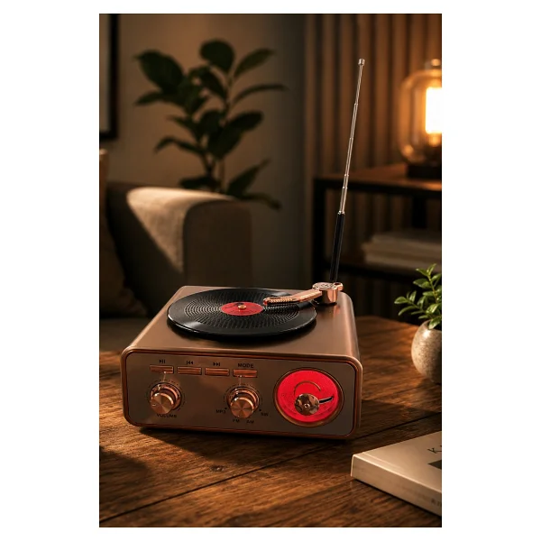 Meier Md-1217bt Kahverengi Nostaljik Görünümlü Bluetooth Hoparlör Ve 3 Bantlı Şarjlı Radyo - Görsel 2