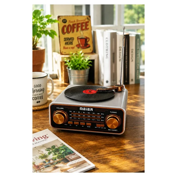 Meier Md-1320bt Siyah Nostaljik Görünümlü Bluetooth Hoparlör Ve 3 Bantlı Şarjlı Radyo - Görsel 6
