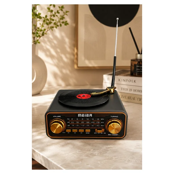 Meier Md-1320bt Siyah Nostaljik Görünümlü Bluetooth Hoparlör Ve 3 Bantlı Şarjlı Radyo - Görsel 3