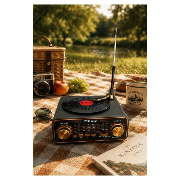 Meier Md-1320bt Siyah Nostaljik Görünümlü Bluetooth Hoparlör Ve 3 Bantlı Şarjlı Radyo - Görsel 4