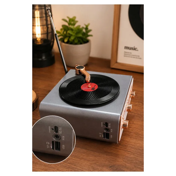 Meier Md-1217bt Gri Nostaljik Görünümlü Bluetooth Hoparlör Ve 3 Bantlı Şarjlı Radyo - Görsel 2