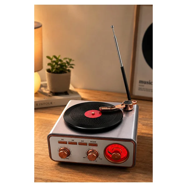 Meier Md-1217bt Gri Nostaljik Görünümlü Bluetooth Hoparlör Ve 3 Bantlı Şarjlı Radyo - Görsel 3