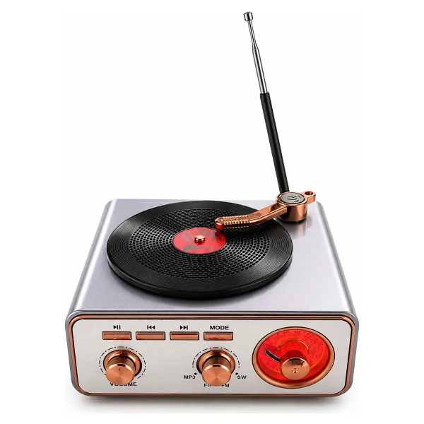Meier Md-1217bt Gri Nostaljik Görünümlü Bluetooth Hoparlör Ve 3 Bantlı Şarjlı Radyo - Görsel 5