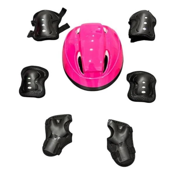 Çocuk Kaskı Ve Dizlik, Dirseklik Eldiven Set Pembe/Siyah - Görsel 4
