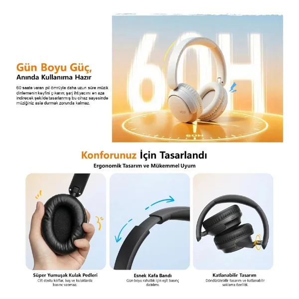 Qcy H2s Lite Kulak Üstü Bluetooth Kulaklık - Görsel 2