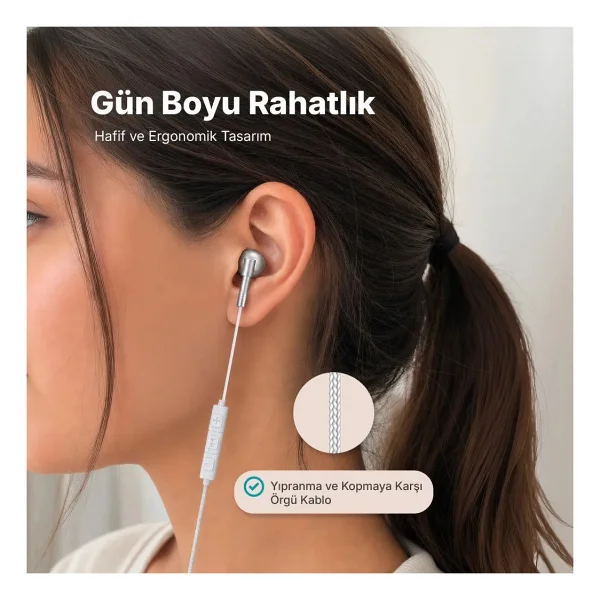 Ttec Rio Fit Style 2KMM20B Beyaz Type-C Kablolu Kulak İçi Kulaklık - Görsel 5