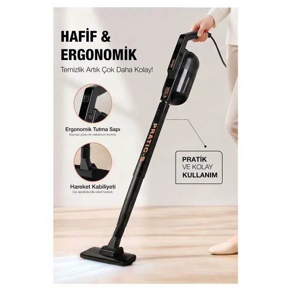 Fantom Pratik-S P 1200 Siyah Dikey Elektrikli Süpürge - Görsel 9