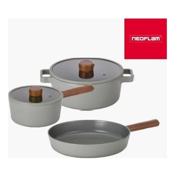 Neoflam D-Neogs5 Fika Gri 5 Parça Alüminyum Döküm Tencere Seti - Görsel 4